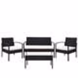 Ensemble pour e par terieur balcon/jardin/salon en polyrotin noir coussin crème