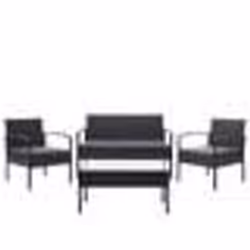Salon de jardin en polyrotin noir pour balcon jardin terrasse jardin coussins gris fonce 04_0004214
