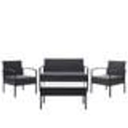 Salon de jardin en polyrotin noir pour balcon jardin terrasse jardin coussins gris fonce 04_0004214