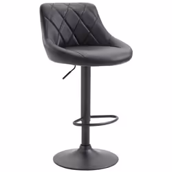 Tabouret de bar - Noir - Pivotant - Cuir synthétique - Réglable en hauteur - Design contemporain