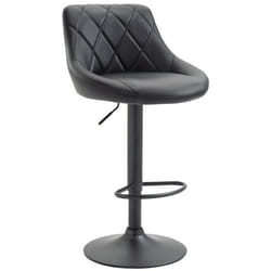 Tabouret de bar - Noir - Pivotant - Cuir synthétique - Réglable en hauteur - Design contemporain