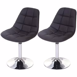 2 par chaises de salle à manger en synthetique marron pied chrome pivotant