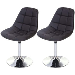 2 par chaises de salle à manger en synthetique marron pied chrome pivotant