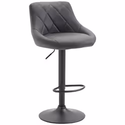 Tabouret de bar - Non spécifié - Pivotant - Cuir synthétique - Métal noir - Réglable en hauteur