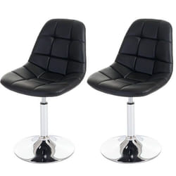 2 par chaises de salle à manger en synthetique noir pied chrome pivotant