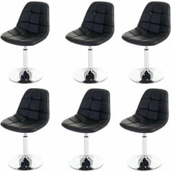 6x chaises de salle à manger en synthétique noir pied chromé pivotant CDS04623