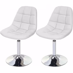 2x chaises de salle à manger en synthétique blanc pied chromé pivotant Siège en forme arrondi Rembourrage épais Antiglissant  ...