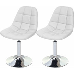 2x chaises de salle à manger en synthétique blanc pied chromé pivotant CDS04425