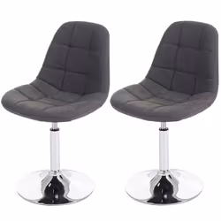 2 par chaises de salle à manger en tissu gris clair pied chrome pivotant