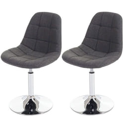 2 par chaises de salle à manger en tissu gris clair pied chrome pivotant