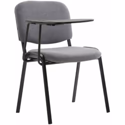 Chaise visiteur avec une petite table rabattable pupitre en tissu gris Cette chaise trouvera sa place dans une zone d'attente ...