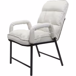 Chaise fauteuil lounge rembourrée dossier inclinable 160 kg métal réglable en tissu/textile crème Dossier réglable en 5 étape ...
