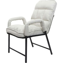 Chaise fauteuil lounge rembourrée dossier inclinable 160 kg métal réglable en tissu/textile crème FAL04046