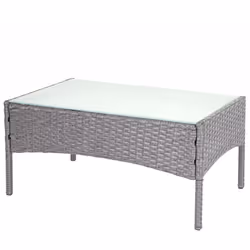 Table de jardin en polyrotin table d'appoint avec plateau en verre gris Cette table convainc comme une véritable table polyva ...