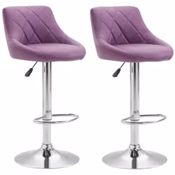 2x Tabourets de bar en synthétique violet pivotant avec repose-pieds Assise confortable et élégant Siège en cuir synthétique  ...