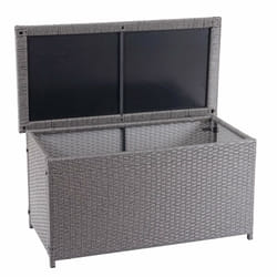 Décoshop26 - Coffre de rangement pour jardin en polyrotin gris avec roulettes rangement coussins 51x100x50cm 170L 040001369