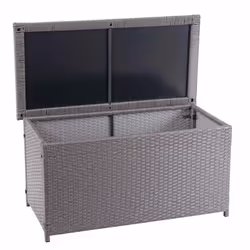 Coffre de Jardin 250L de Rangement en Polyrotin, Résistant aux Intempéries – Gris Ce coffre de rangement en polyrotin au desi ...