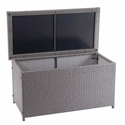 Coffre de rangement pour jardin en polyrotin gris avec roulettes rangement coussins 51x115x59cm 250L 040001344