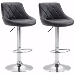 2x Tabourets de bar en synthétique noir pivotant avec repose-pieds Assise confortable et élégant Siège en cuir synthétique 10 ...
