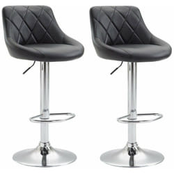 2x Tabourets de bar en synthétique noir pivotant avec repose-pieds TDB10085