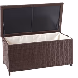 Coffre de rangement en polyrotin marron premium, 51x100x50cm 170l Le coffre offre beaucoup d'espace de rangement pour vos cou ...