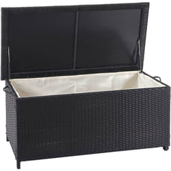 Décoshop26 - Coffre de rangement pour jardin en polyrotin noir avec roulettes rangement coussins 51x100x50cm 170L 040001367