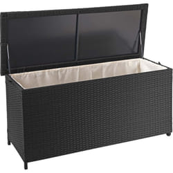 Coffre de rangement pour jardin en polyrotin noir 63x135x52cm 320l 040002575