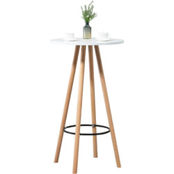 Décoshop26 - Table haute ronde avec repose-pieds hauteur 107 cm en mdf blanc design scandinave TAB10068
