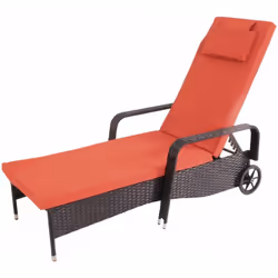 Chaise longue relaxation, transat de jardin bain de soleil, poly rotin anthracite, housse terracotta Conception stable grâce ...