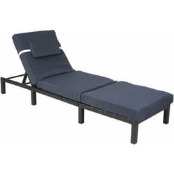 Chaise longue premium épaisseur 10 cm relax bain de soleil en polyrotin anthracite coussin gris 040004244