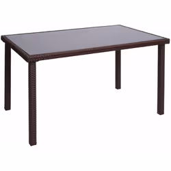 Table de jardin balcon 120x75cm en polyrotin marron Cette table convainc comme une véritable table polyvalente, car elle fait ...