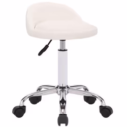 Tabouret de travail - Non spécifié - Hauteur réglable - Assise synthétique - Support en métal - Blanc