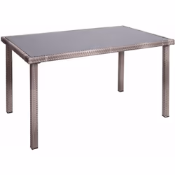 Table de jardin balcon 120x75cm en polyrotin gris-brun Cette table convainc comme une véritable table polyvalente, car elle f ...