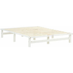Lit design palette avec sommier à lattes 140x200 cm en bois massif blanc LIT06240