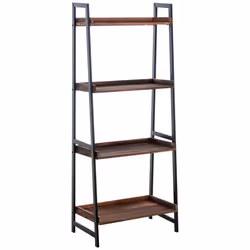Etagere de rangement bibliotheque en MDF marron cadre metal noir 4 etageres ETA10106