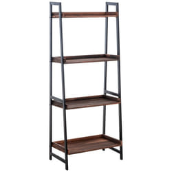 Etagere de rangement bibliotheque en MDF marron cadre metal noir 4 etageres ETA10106