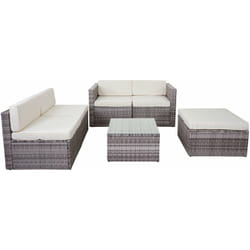 Décoshop26 - Salon de jardin ensemble canapé de jardin en polyrotin gris rembourrage crème 040004187