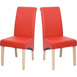 Chaises de salle à manger - Décoshop26 - CDS04479 - Lot de 2 - Synthétique rouge - Pieds en bois clair