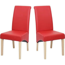 Chaises de salle à manger - Décoshop26 - CDS04479 - Lot de 2 - Synthétique rouge - Pieds en bois clair