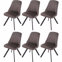 Ensemble de chaises - Décoshop26 - CDS04678 - 6 places - Velours marron - Design vintage