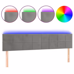 Tête de lit - LED - Velours gris clair - 180x5x78/88 cm - Design contemporain - Meuble moderne