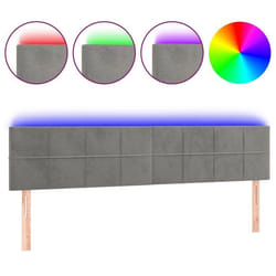 Tête de lit - LED - Velours gris clair - 180x5x78/88 cm - Design contemporain - Meuble moderne