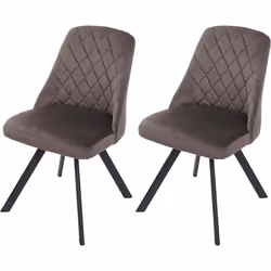 Ensemble de chaises - Vintage - Velours marron foncé - 2 places - Pieds métalliques - Confort optimal