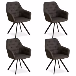 Lot de 4 chaises de salle à manger salon avec revêtement confortable couleur anthracite
