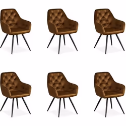 Lot de 6 chaises de salle à manger salon avec revêtement en velours confortable en marron
