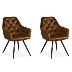 Lot de 2 chaises de salle à manger salon avec revêtement en velours confortable en marron