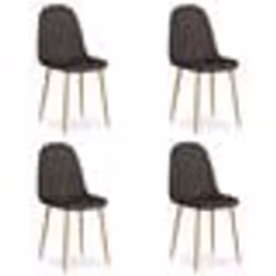 Lot de 4 chaises de salle à manger cuisine confortable et moderne en tissu anthracite pieds metal aspect bois