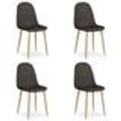 Lot de 4 chaises de salle à manger cuisine confortable et moderne en tissu anthracite pieds metal aspect bois