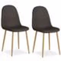 Lot de 2 chaises de salle à manger cuisine confortable et moderne en tissu anthracite pieds metal aspect bois
