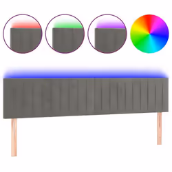 Tête de lit - Non spécifié - 160 cm - Velours gris clair - LED intégrée - Design contemporain